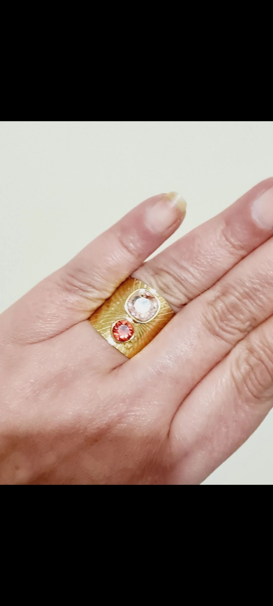 Bague ajustable Bohm cristaux Swarovski roses  – photo 5